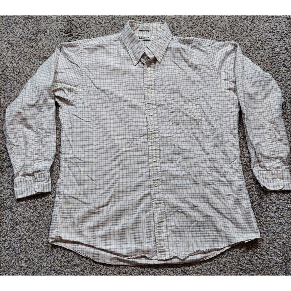 Vintage LL Bean Shirt Men's XL 17-35 Check Long Sleeve Cotton Made in USA